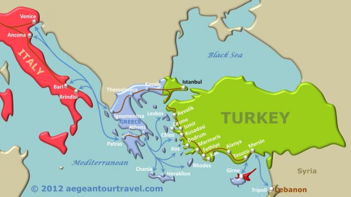 map of Turkey ferry
