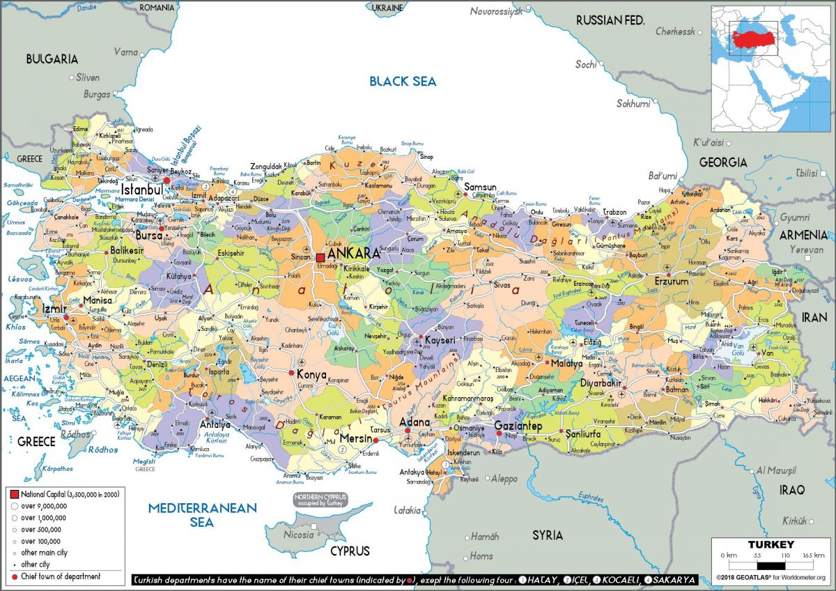 map of Turkey political