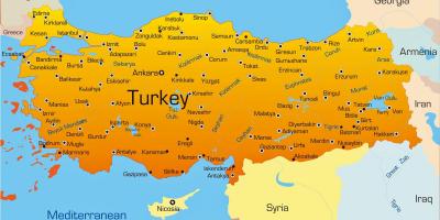 Major cities in Turkey map