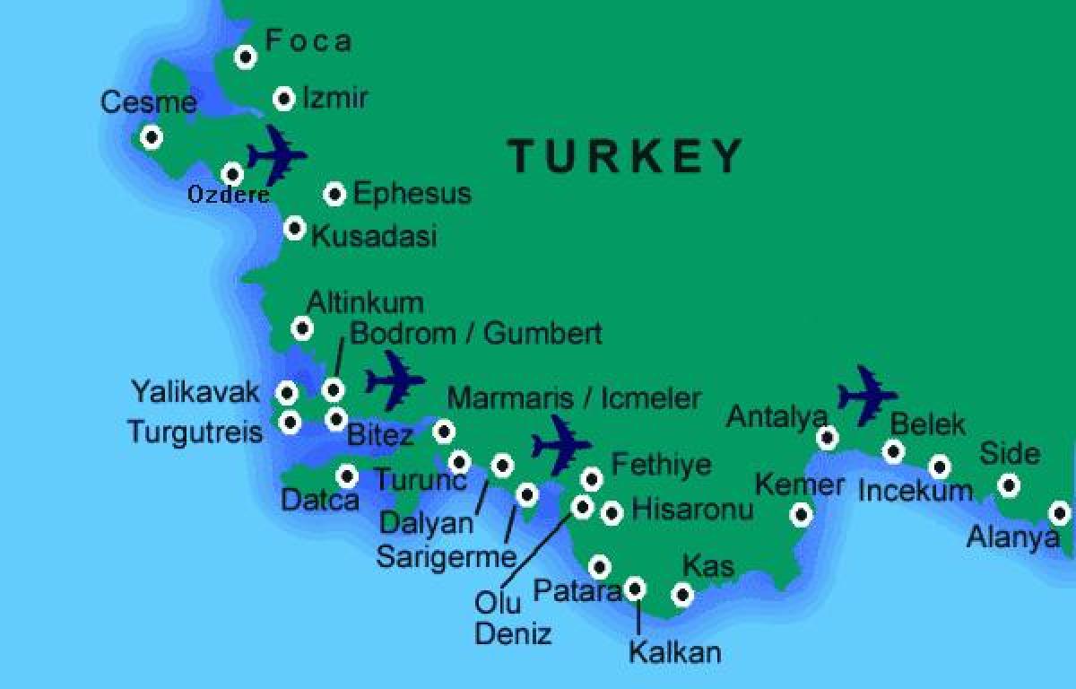 best beaches in Turkey map