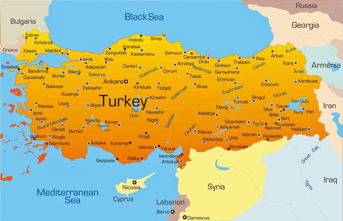 major cities in Turkey map