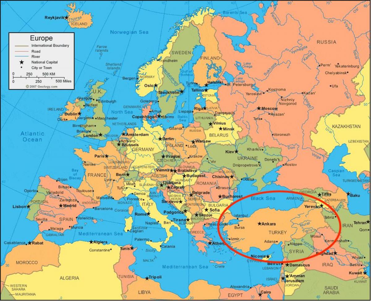map of Turkey europe