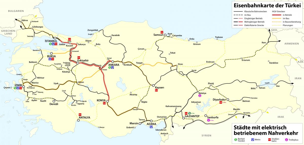 map of Turkey railway