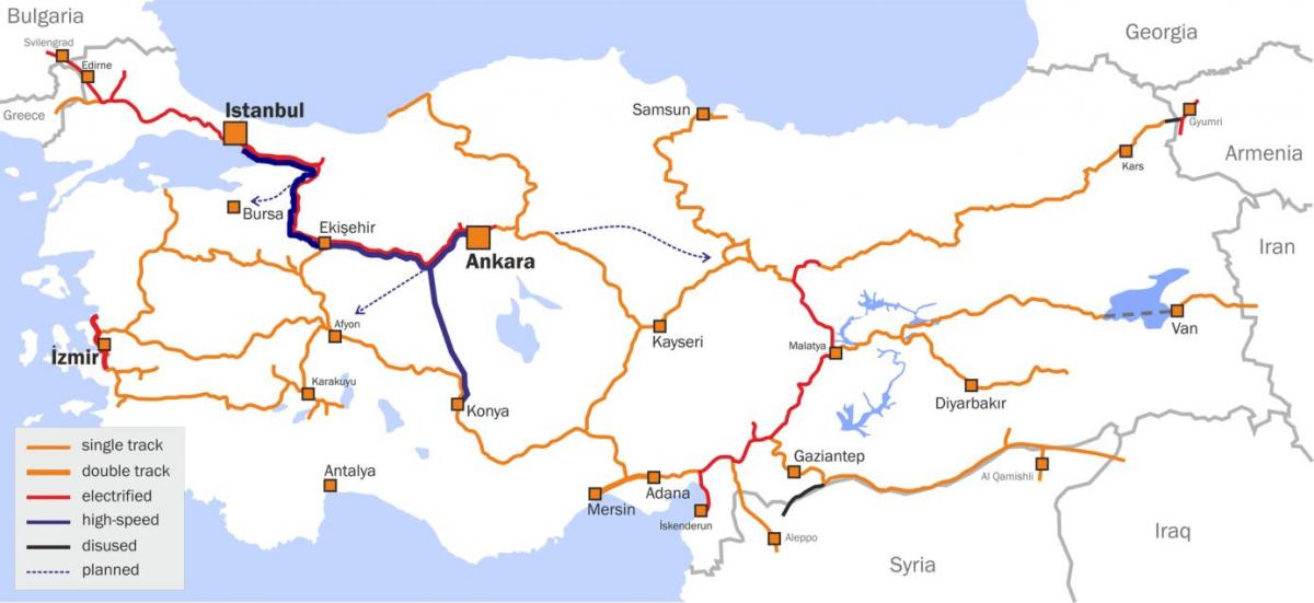 map Turkey train