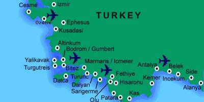 Best beaches in Turkey map